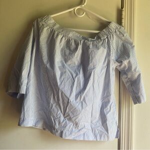 Madewell Blue Boxy 3/4 Sleeve Blouse Small